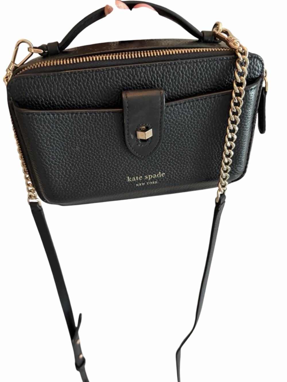 Kate Spade Hudson black pebble leather double zip crossbody - Picture 4 of 12